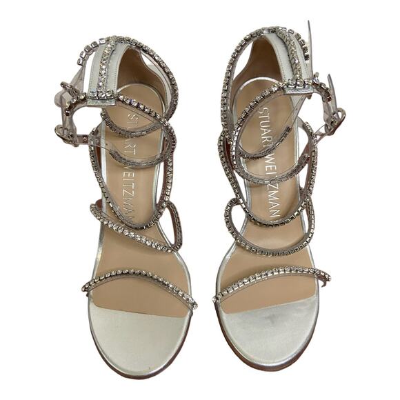 Stuart Weitzman Nudistglam 100 Gladiator Stiletto Heeled Sandal Clear Size 8 - Picture 14 of 15